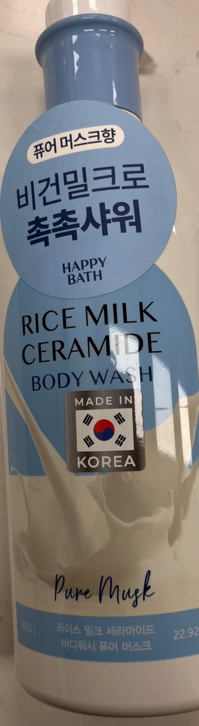 Happy Bath Pure Musk Body Wash Rice Milk Ceramide 22.92 oz
