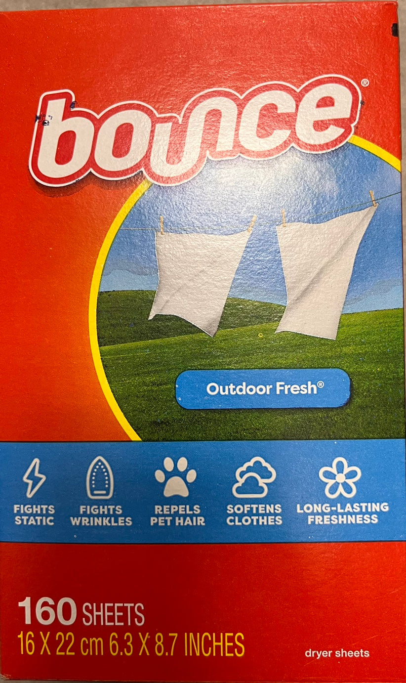 Bounce Dryer Sheets, Outdoor Fresh, 160 Sheets