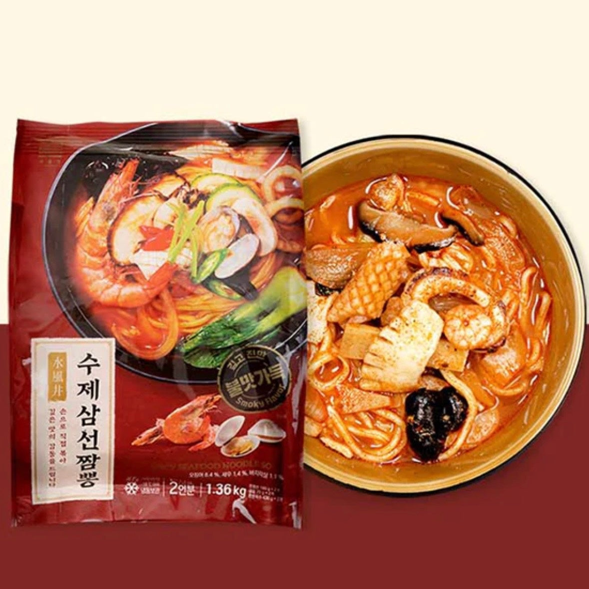 Supujeong Spicy Seafood Noodle Soup, Smoky Flavor (수제삼선짬뽕)