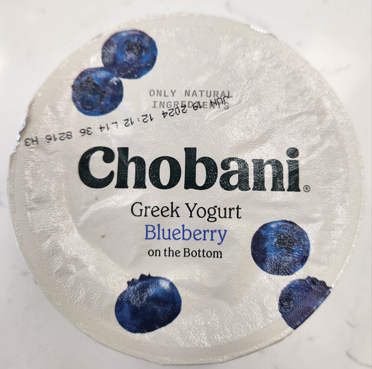 Chobani Yogurt, Greek, Nonfat, Blueberry on the Bottom