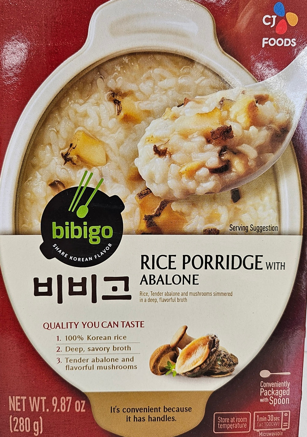 CJ Bibigo Rice Porridge with Abalone, 9.88 oz